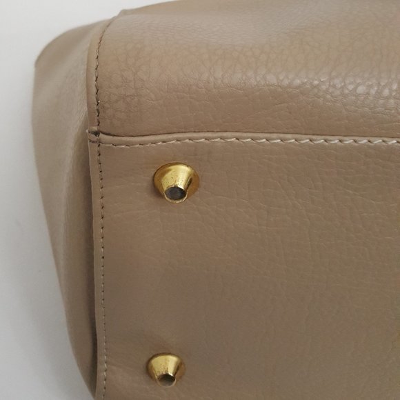 Women's MICHAEL KORS Large Luggage Beige Leather Satchel Bag Tote Handbag - Picture 5 of 16